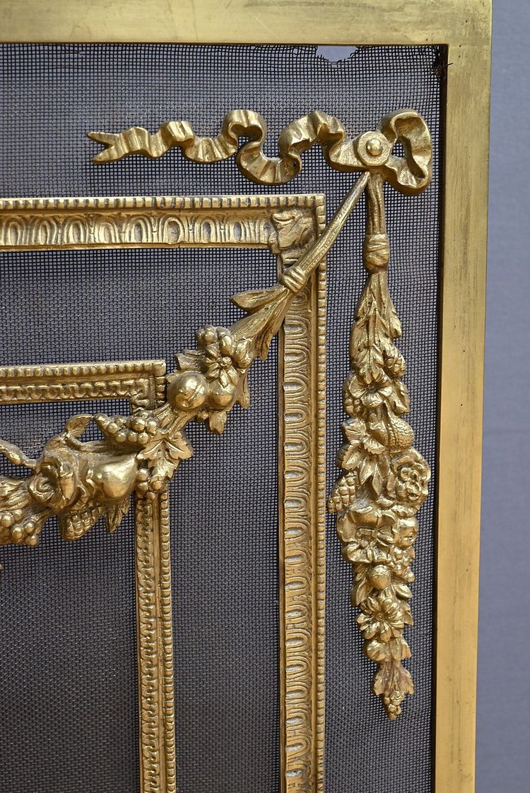 Écran de Cheminée en Bronze, style Louis XVI, époque Napoléon III – Milieu XIXe