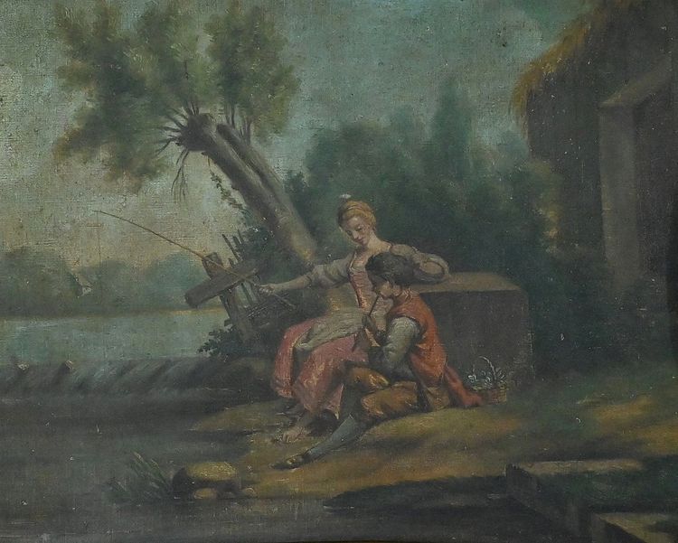 Specchio Trumeau in legno dipinto, stile Luigi XV - Fine XIX secolo