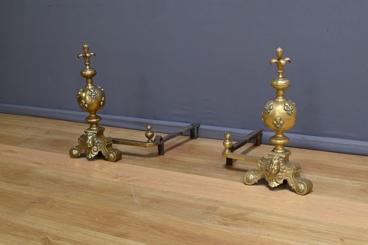 Pair of Gilded Bronze Chenets - 1st part 19th century