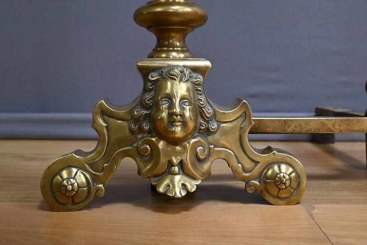 Pair of Gilded Bronze Chenets - 1st part 19th century
