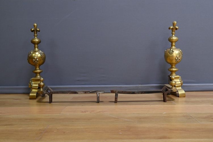 Pair of Gilded Bronze Chenets - 1st part 19th century