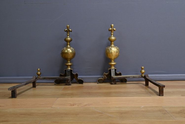 Pair of Gilded Bronze Chenets - 1st part 19th century