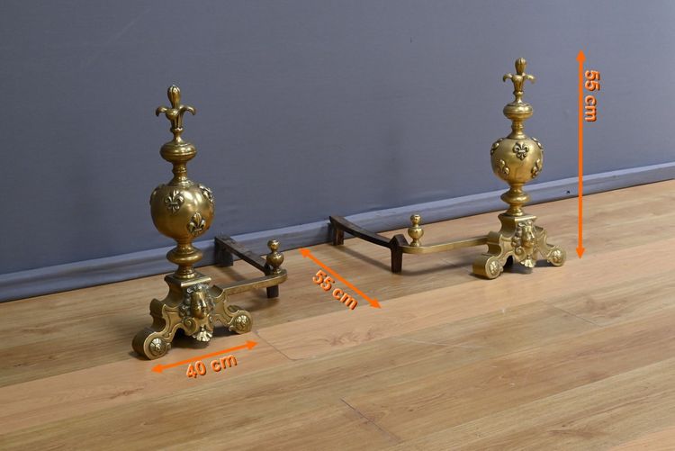 Pair of Gilded Bronze Chenets - 1st part 19th century