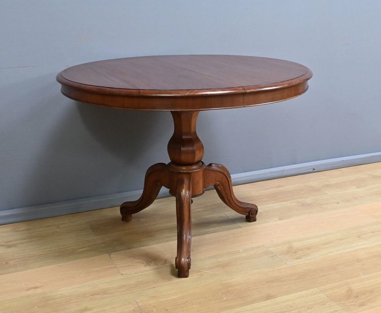 Mahogany Pedestal table with leaves - 2nd part XIXth century