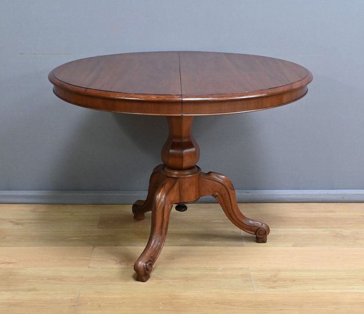 Mahogany Pedestal table with leaves - 2nd part XIXth century