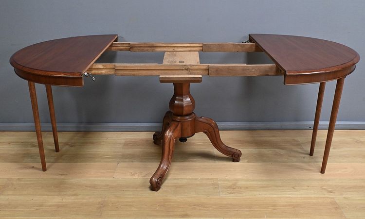 Mahogany Pedestal table with leaves - 2nd part XIXth century