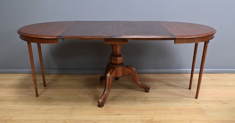 Mahogany Pedestal table with leaves - 2nd part XIXth century