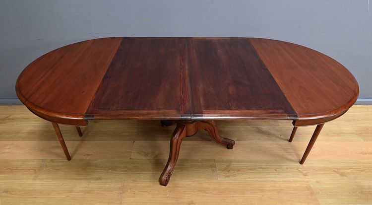 Mahogany Pedestal table with leaves - 2nd part XIXth century