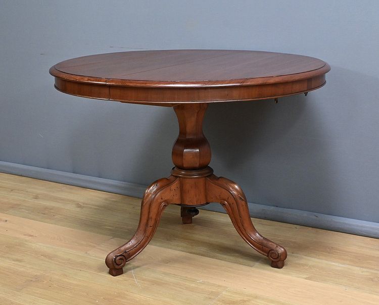 Mahogany Pedestal table with leaves - 2nd part XIXth century