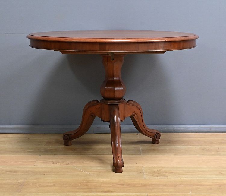 Mahogany Pedestal table with leaves - 2nd part XIXth century