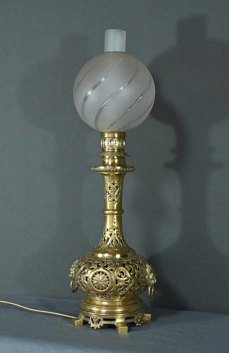Lampe à Pétrole électrifiée en Laiton – 1920