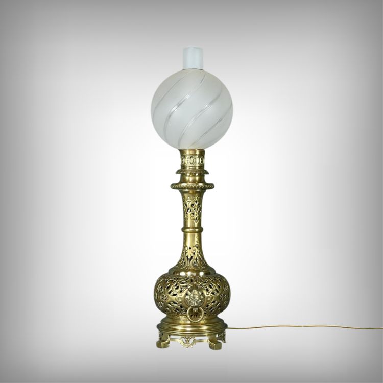 Lampe à Pétrole électrifiée en Laiton – 1920