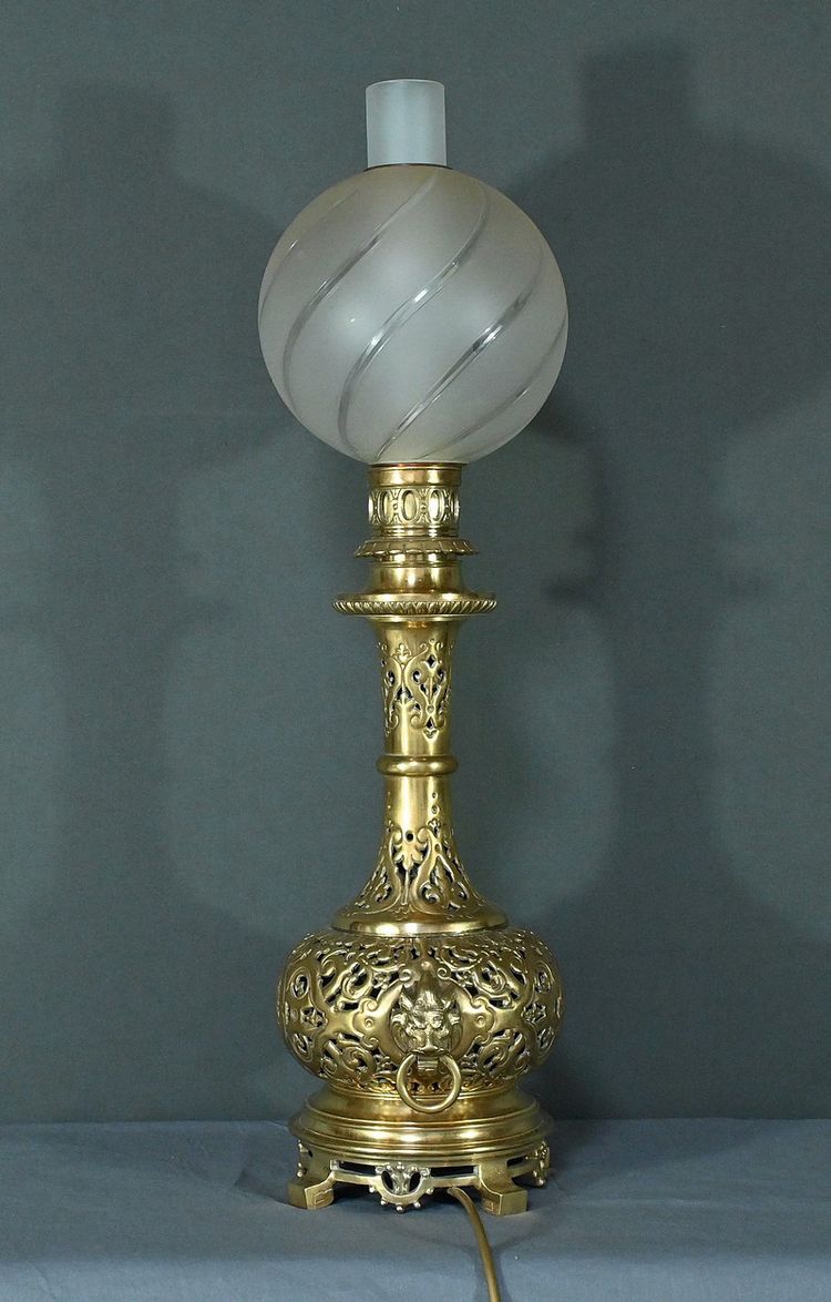 Lampe à Pétrole électrifiée en Laiton – 1920
