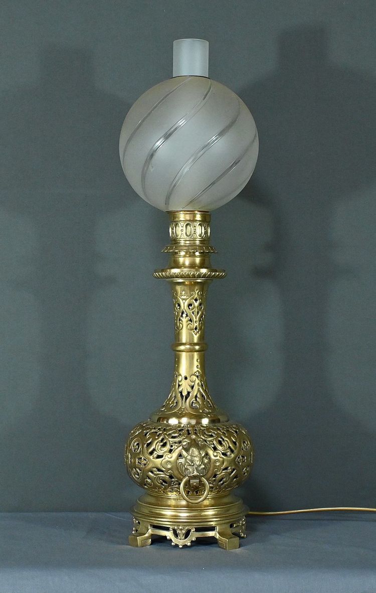 Lampe à Pétrole électrifiée en Laiton – 1920