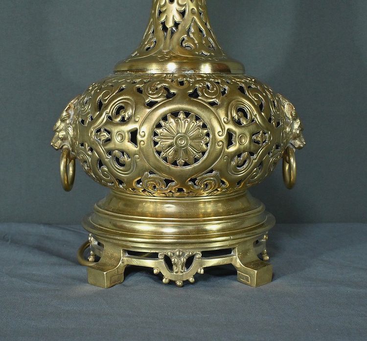Lampe à Pétrole électrifiée en Laiton – 1920