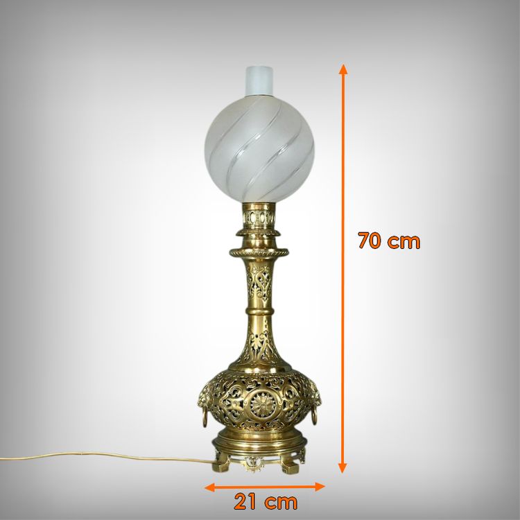 Lampe à Pétrole électrifiée en Laiton – 1920