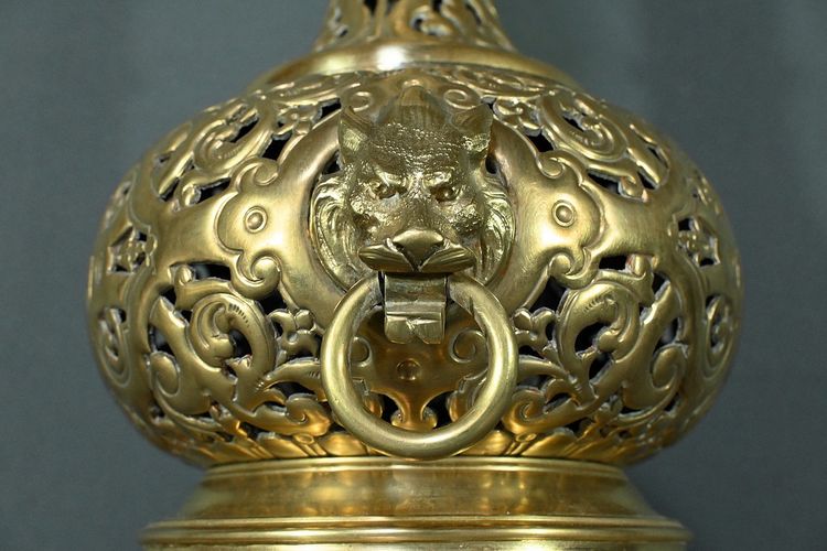 Lampe à Pétrole électrifiée en Laiton – 1920