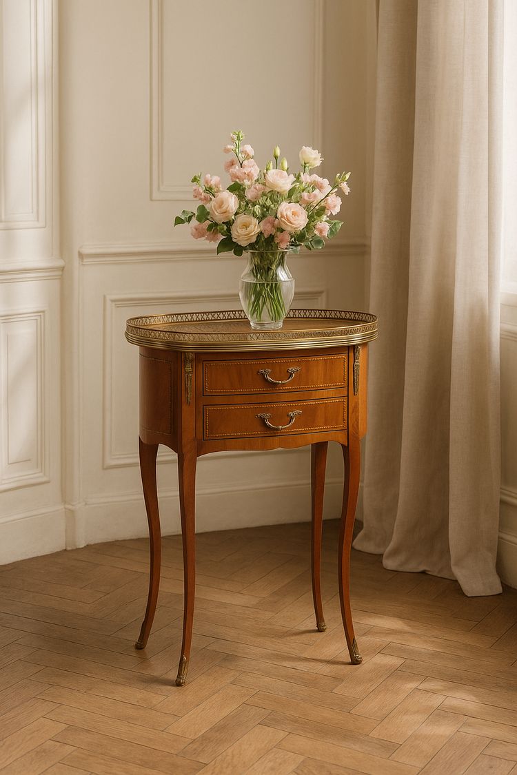 Table d’appoint de style Louis XV – Marqueterie & Bronze doré – France, XIXe siècle