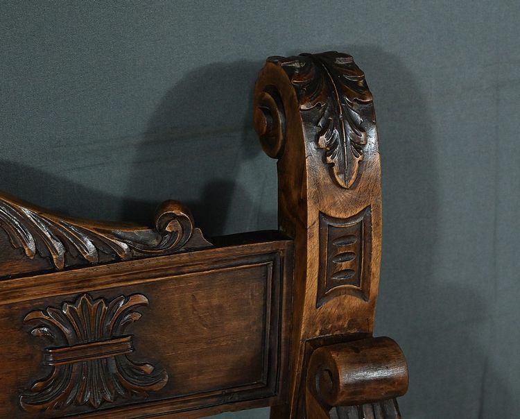 Pair of Dagobert Armchairs in Walnut, Medieval style - Late 19th century