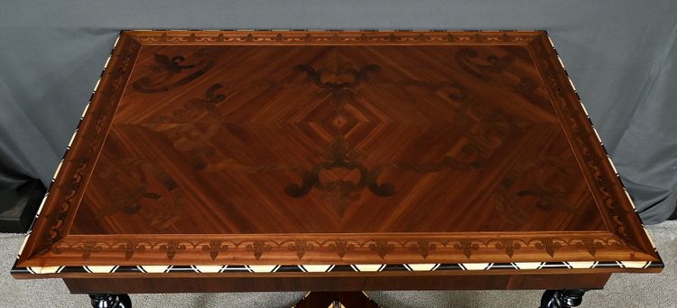 Table Bureau en Marqueterie de Bois Précieux, époque Napoléon III – Milieu XIXe