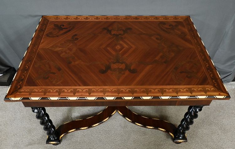 Table Bureau en Marqueterie de Bois Précieux, époque Napoléon III – Milieu XIXe