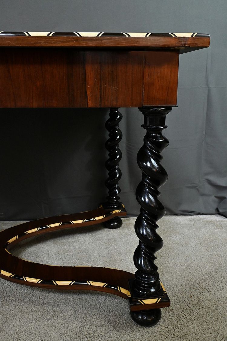 Table Bureau en Marqueterie de Bois Précieux, époque Napoléon III – Milieu XIXe
