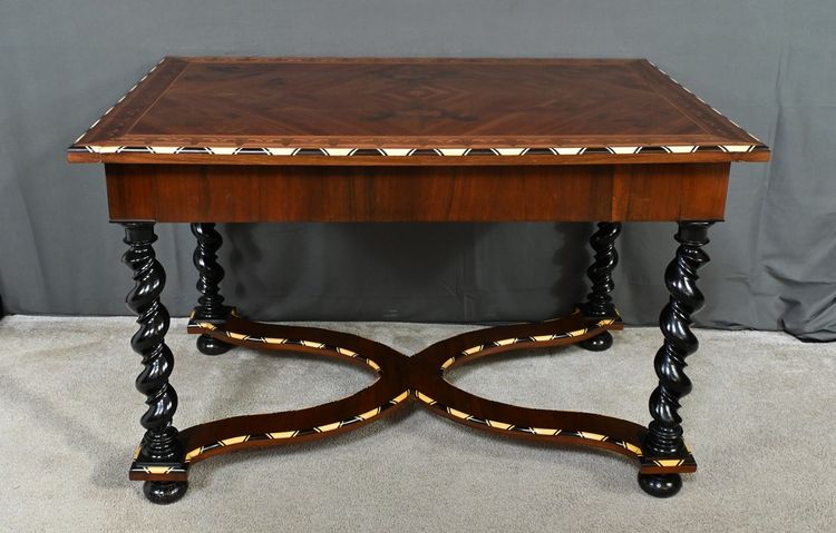 Table Bureau en Marqueterie de Bois Précieux, époque Napoléon III – Milieu XIXe