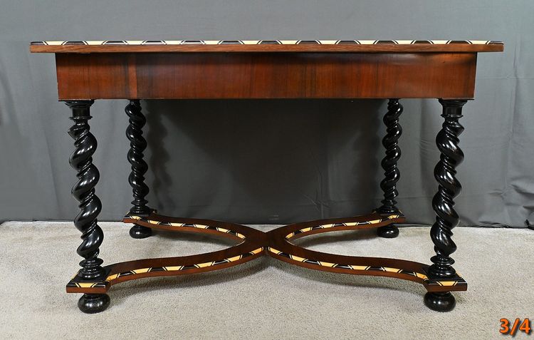 Table Bureau en Marqueterie de Bois Précieux, époque Napoléon III – Milieu XIXe