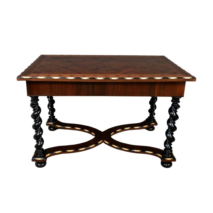 Table Bureau en Marqueterie de Bois Précieux, époque Napoléon III – Milieu XIXe