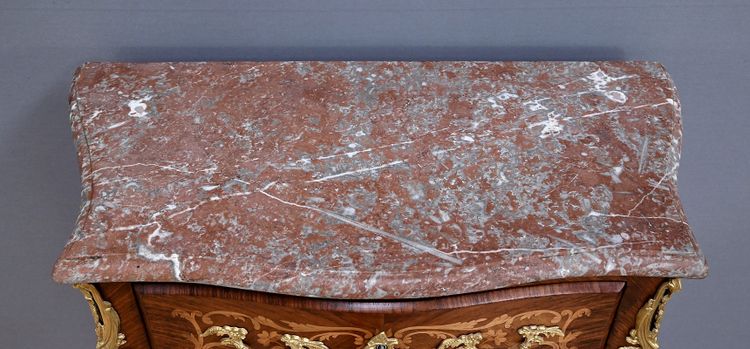 Segreteria intarsiata in legno pregiato, stile di transizione, periodo Napoleone III - metà del XIX secolo