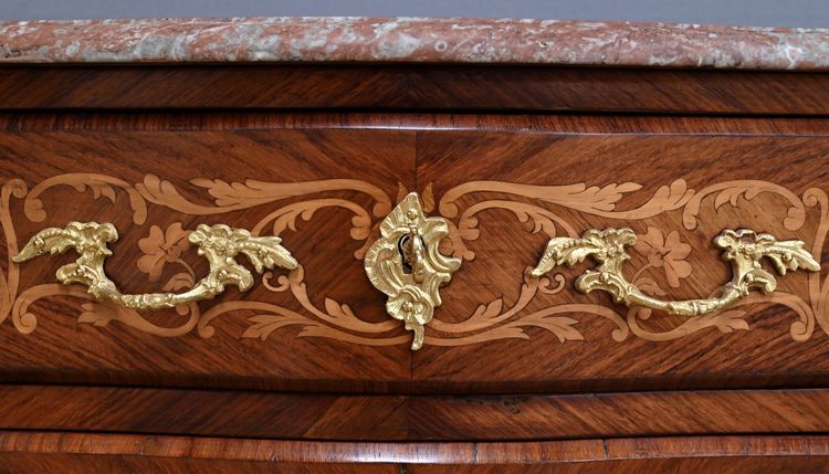 Segreteria intarsiata in legno pregiato, stile di transizione, periodo Napoleone III - metà del XIX secolo