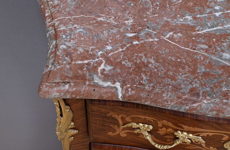 Segreteria intarsiata in legno pregiato, stile di transizione, periodo Napoleone III - metà del XIX secolo