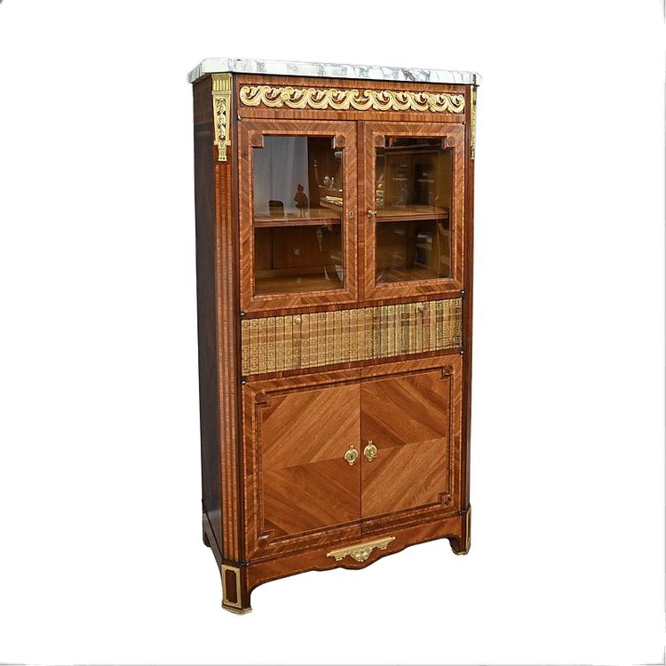 Meuble Vitrine en Marqueterie, style Louis XVI – 2ème partie XIXe