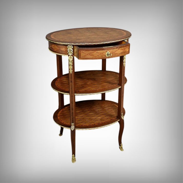 Petite Table de Salon en Marqueterie, style Transition Louis XV Louis XVI – Milieu XIXe