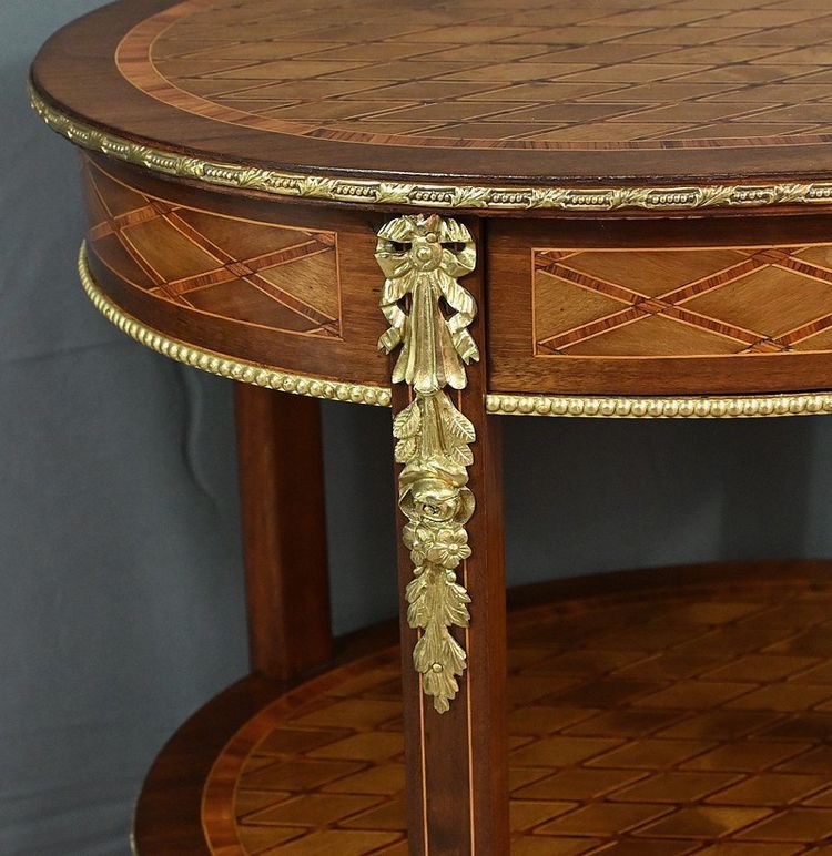 Petite Table de Salon en Marqueterie, style Transition Louis XV Louis XVI – Milieu XIXe