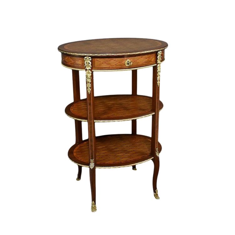 Petite Table de Salon en Marqueterie, style Transition Louis XV Louis XVI – Milieu XIXe