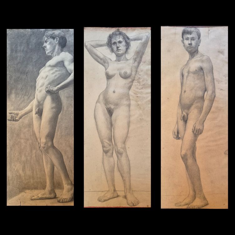dessin de femme nue vers 1900