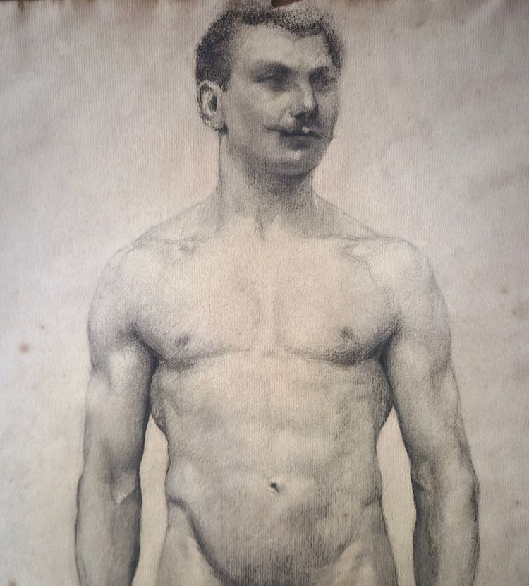 Drawing of a nude man, circa 1900