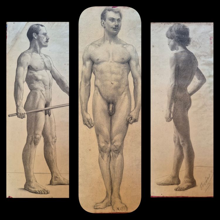Drawing of a nude man, circa 1900
