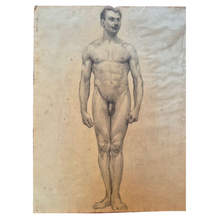 Drawing of a nude man, circa 1900