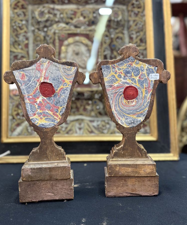 Pair of Baroque Reliquaries of Saints Fortunat and Sabine - 18th century