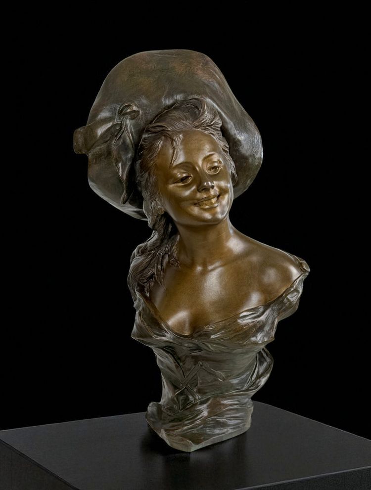 BUSTO IN BRONZO DIPINTO FIRMATO "GEORGES VAN DER STRAETEN (1856-1928) ALTO 54 CM