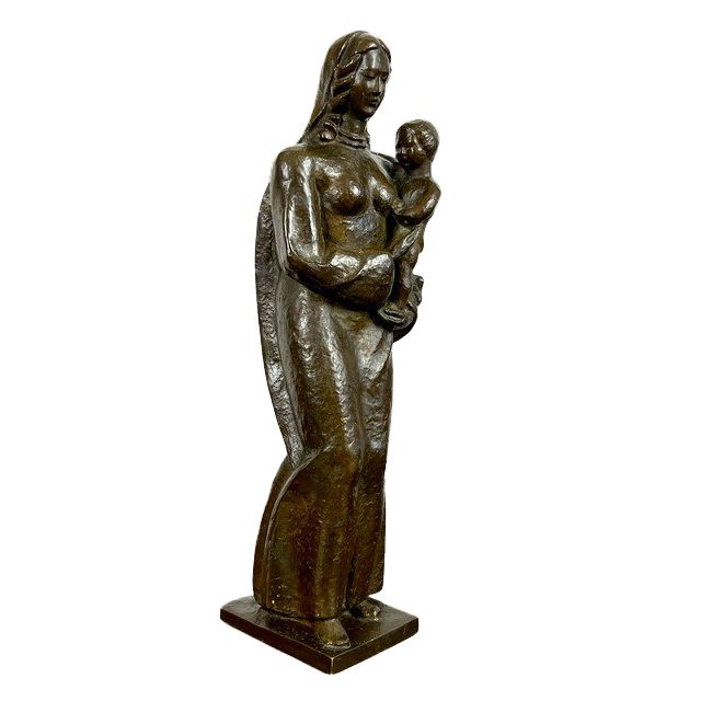 ANTIQUE PATINATED BRONZE REPRESENTING THE "VIRGIN AND CHILD", 42 CM HIGH