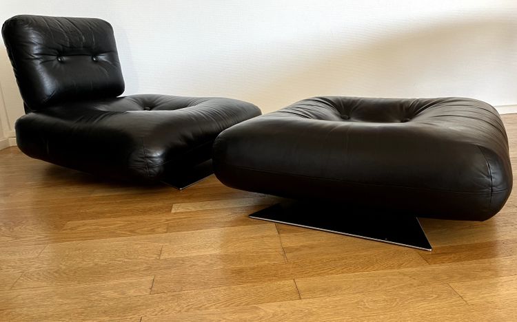 Oscar Niemeyer Lounge Chair + Ottoman Model Alta Bas ON1PH for Mobilier International