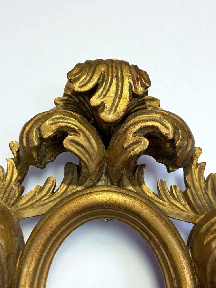 CARVED WOOD AND GILDED OVAL MONOXYLE FRAME FOR PAINTING 10 CM X 8.5 CM