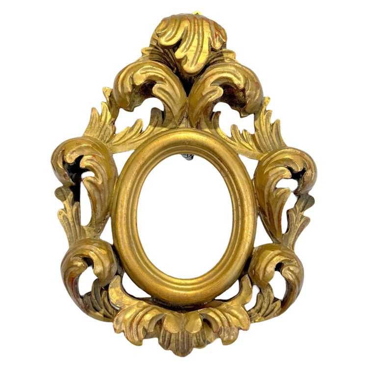 CARVED WOOD AND GILDED OVAL MONOXYLE FRAME FOR PAINTING 10 CM X 8.5 CM