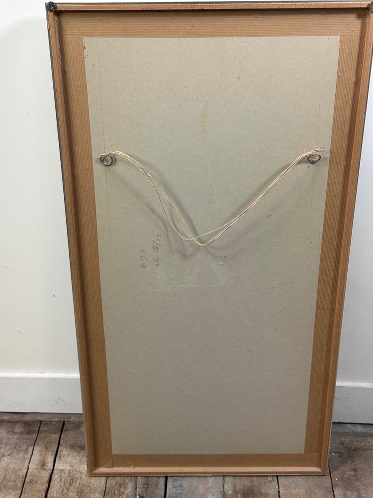 Graphic drawing framed under glass "silhouette" signed 1970'S