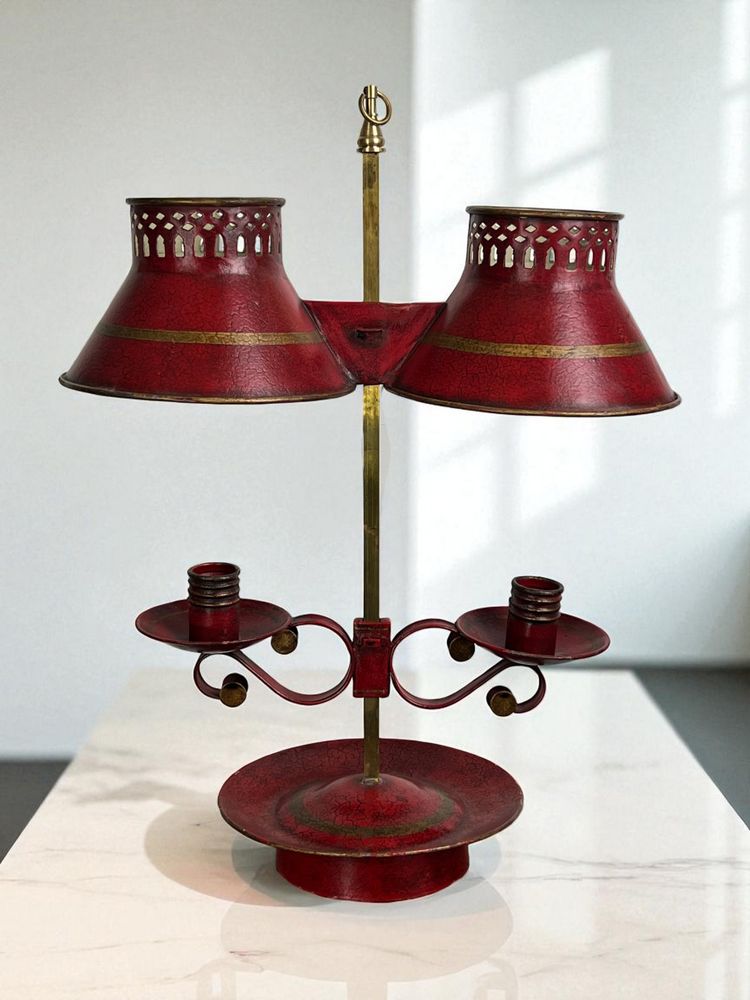 LAMPE BOUILLOTTE A DEUX LUMIÈRES EN TÔLE RÉGLABLE EN HAUTEUR ( non électrifier )