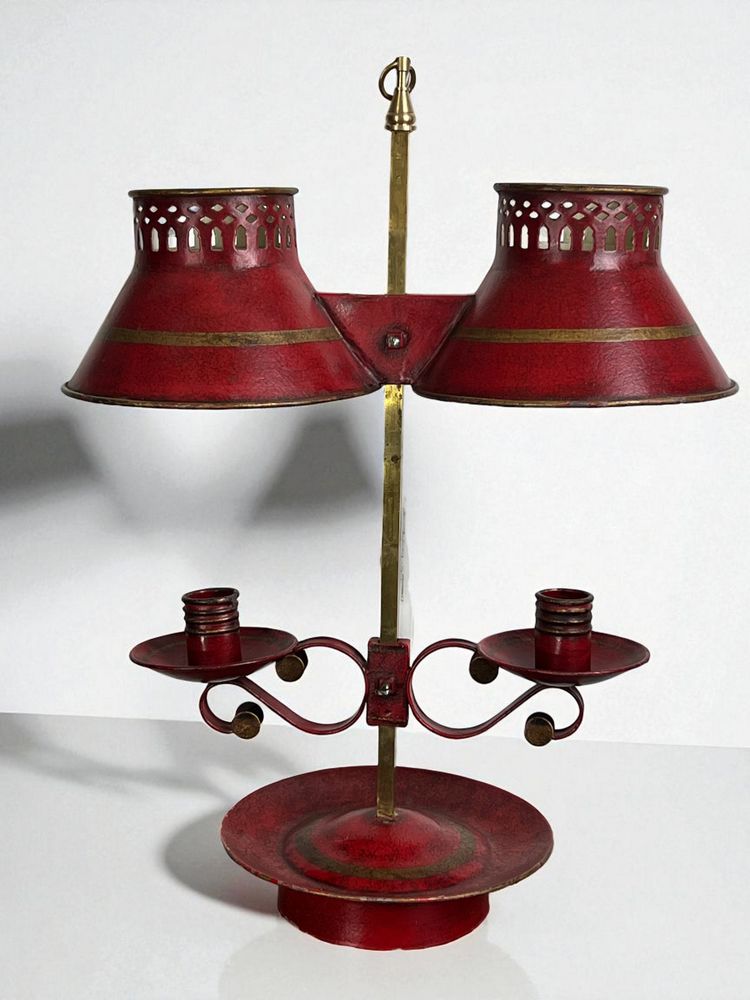 LAMPE BOUILLOTTE A DEUX LUMIÈRES EN TÔLE RÉGLABLE EN HAUTEUR ( non électrifier )
