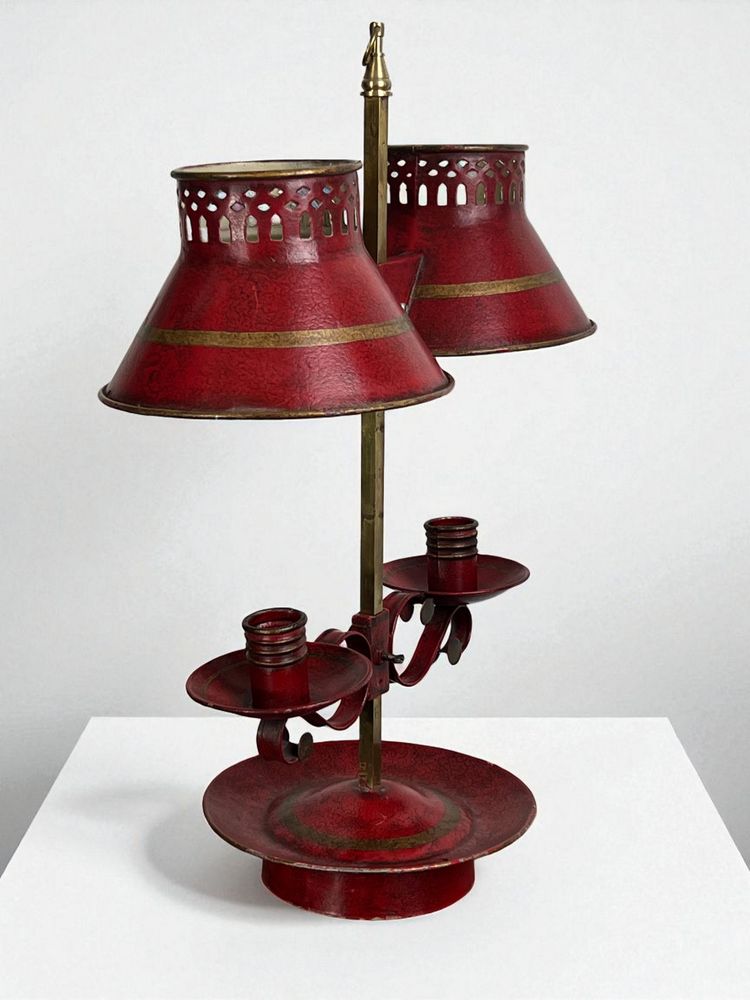 LAMPE BOUILLOTTE A DEUX LUMIÈRES EN TÔLE RÉGLABLE EN HAUTEUR ( non électrifier )